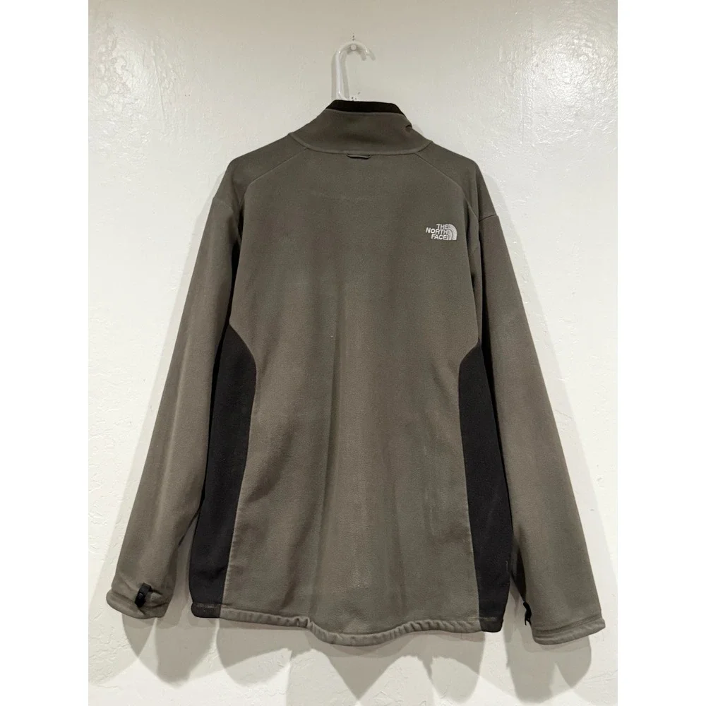 The North Face Mens Full Zip Fleece Jacket Olive Green Black Mock Neck Large